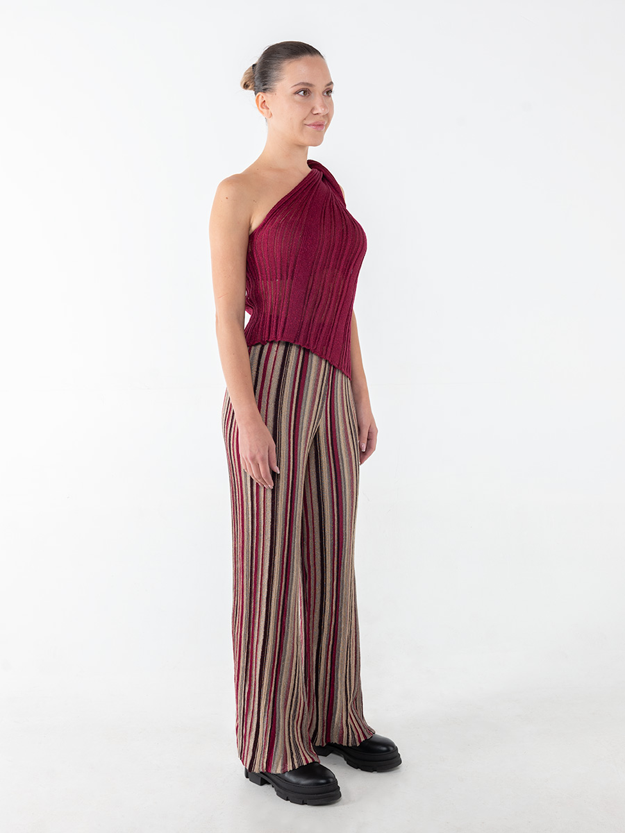 KOURBELA_Knit One Shoulder Top_W25397_C Red_2