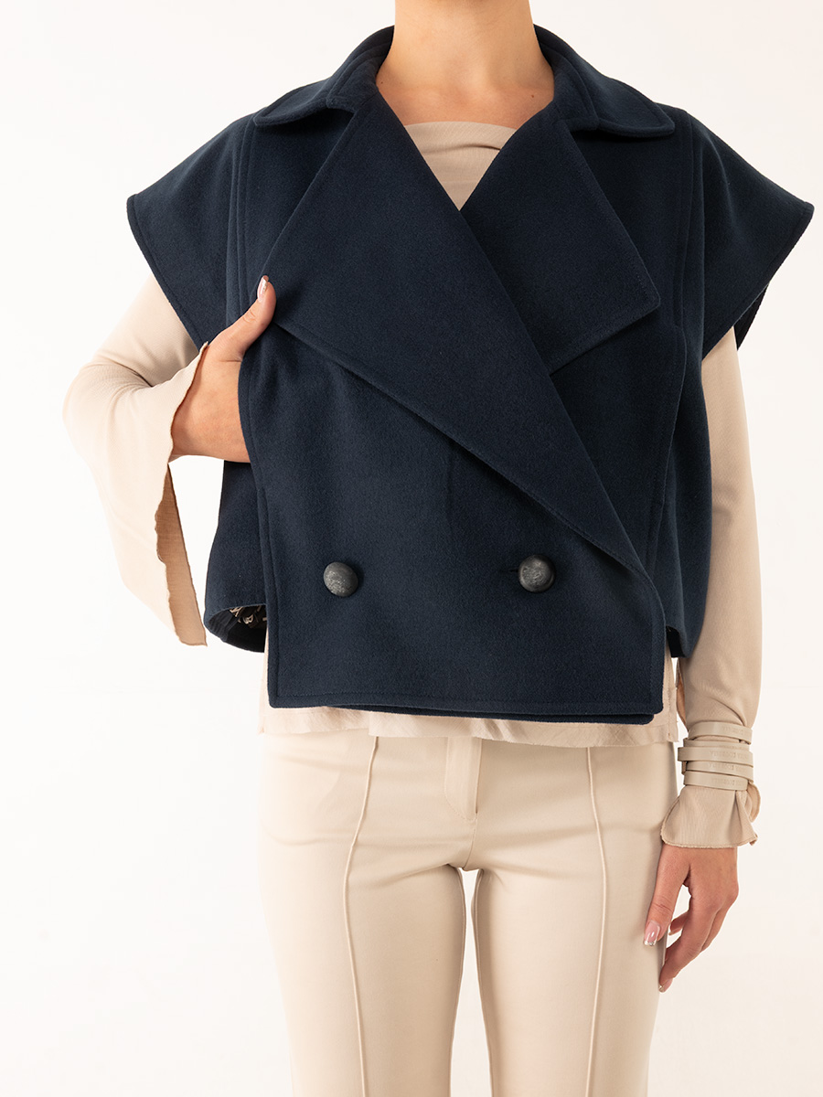 KOURBELA_Sleeveless Short Coat_W25362_Timeless Blue_2