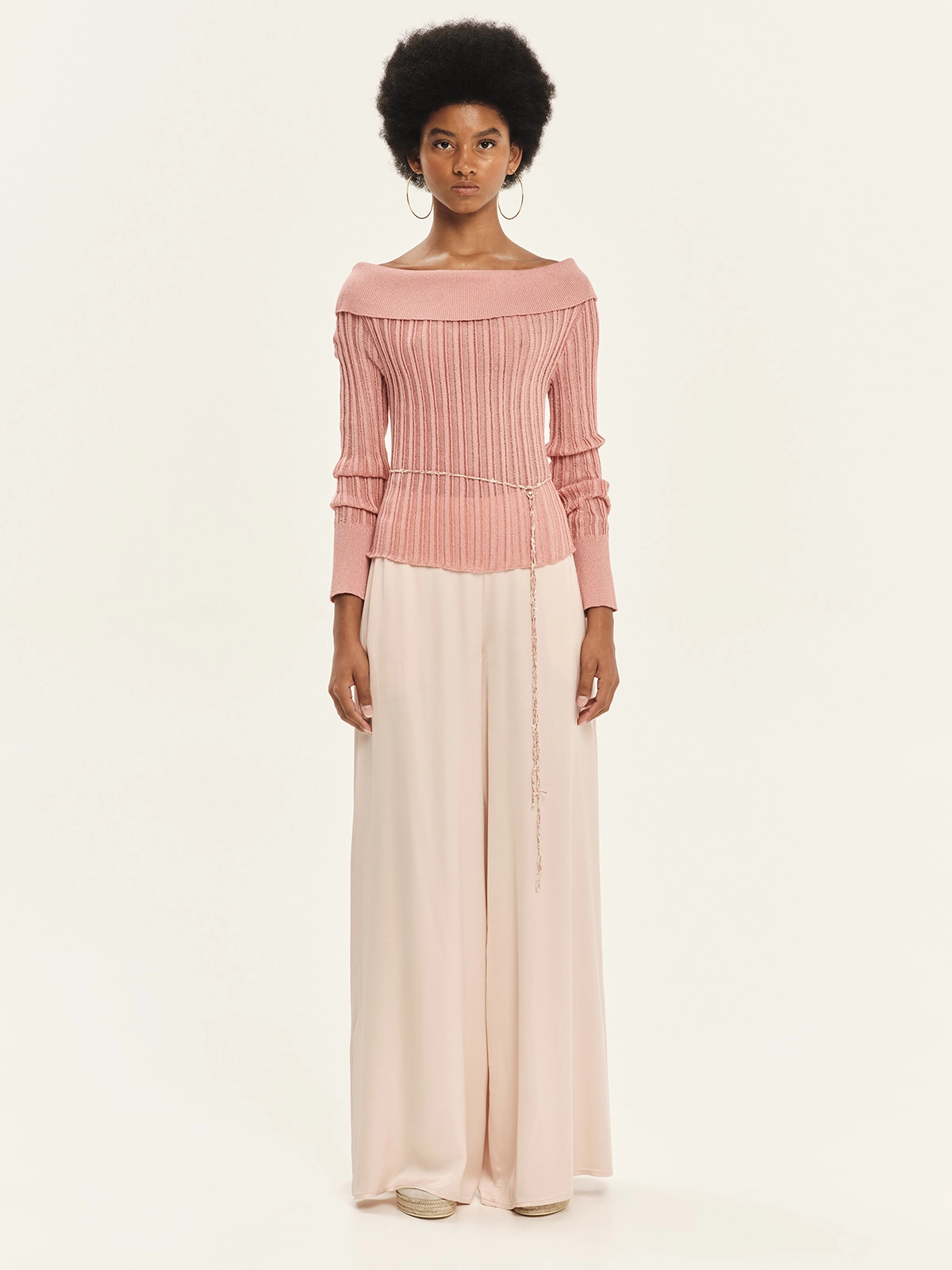KOURBELA_KnitBlouse_S26282& Trousers_S26448_Pink _1